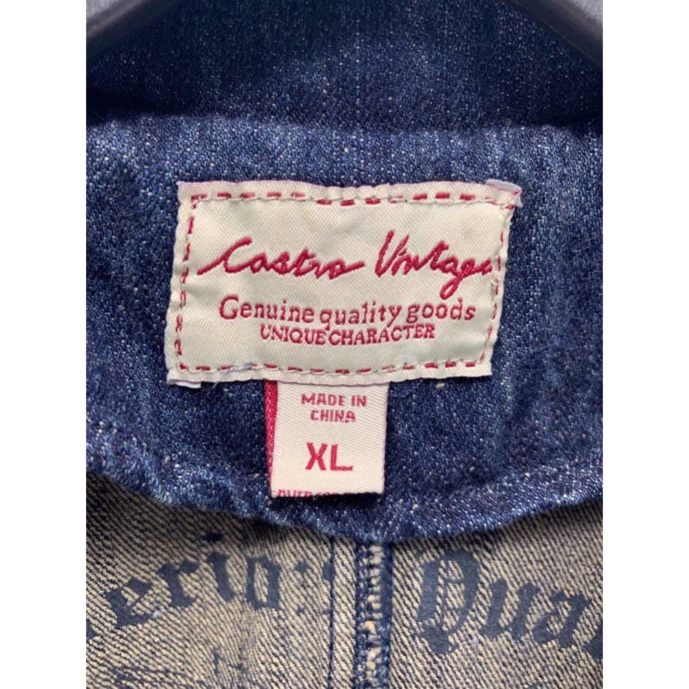 Castro Vintage Distressed Jean Jacket With Crescent Moon Cityscape Graphic XL - Picture 6 of 12